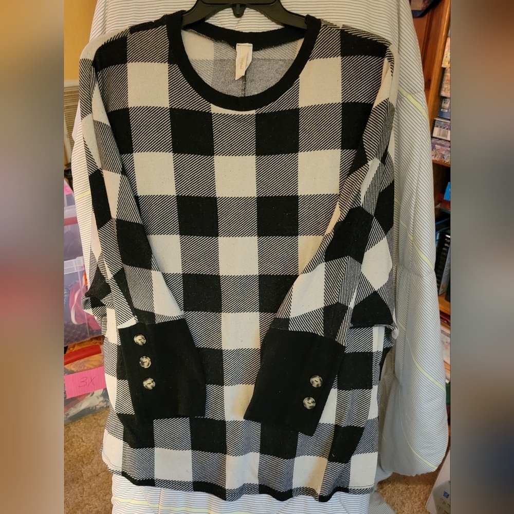 Lilypad 2X Bstwing Black White Checked Long Sleeve